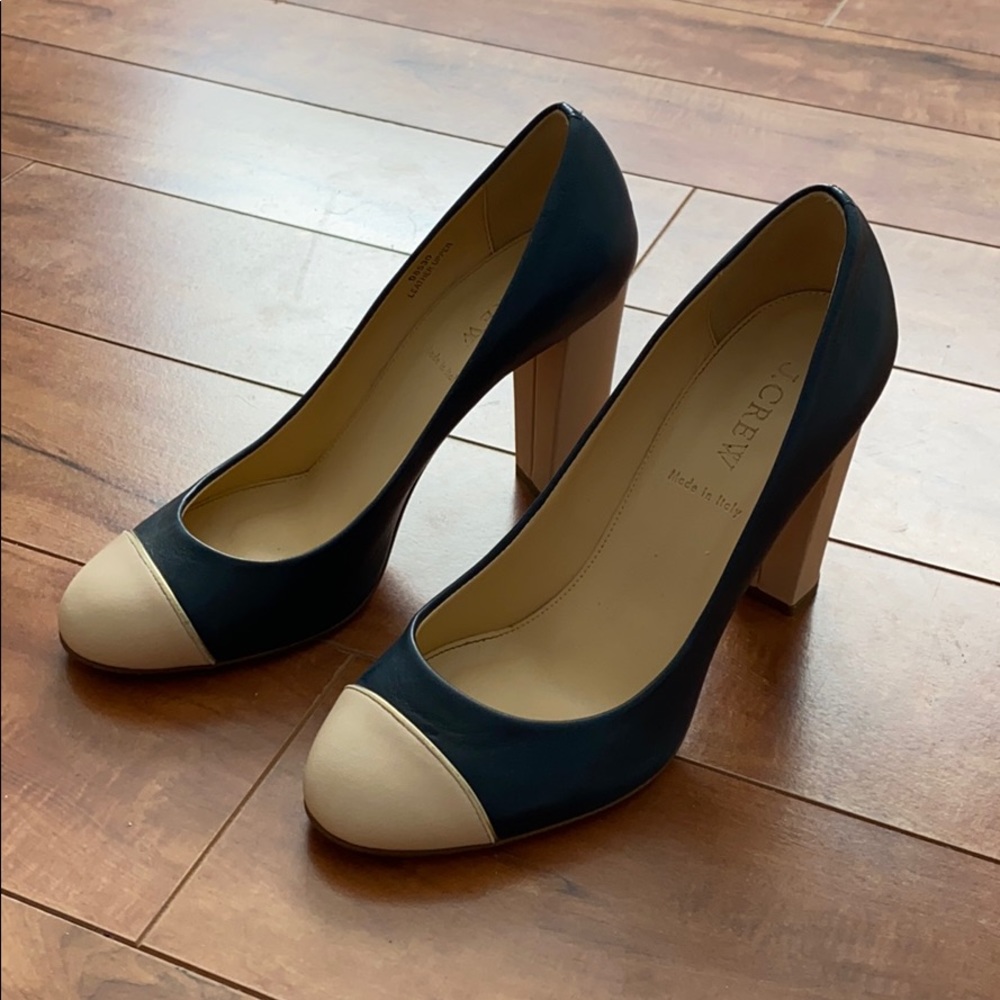 J. Crew Etta Cap-Toe Leather Pumps
